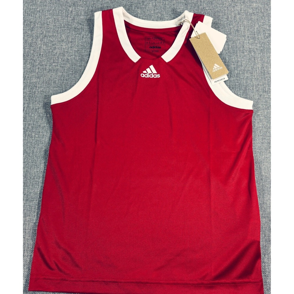 Adidas Jersey Icon Squad J Basketball Tank Red White Kids Youth Size M 11-12 NEW